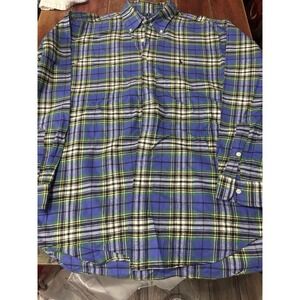 Ralph Lauren Plaid Button Down Shirt Men's XL Blake Long Sleeve Blue Preppy Pony